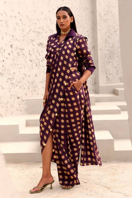 Aapro Jane Block Printed Pre-Draped Saree With Jacket 
