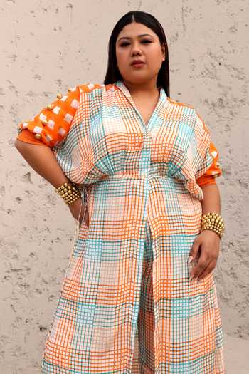 Buy Aapro Multi Color Crepe Beads V-neck Maeve Hand Block Printed Kurta And Flared Pant Set Online at Aza Fashions Buy_Aapro_Multi Color Crepe Beads V-neck Maeve Hand Block Printed Kurta And Flared Pant Set _Online_at_Aza_Fashions