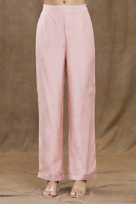 Samyukta Singhania Peach Chanderi, Chiffon, Cotton Sequins, Tassels, Pure Silk Kurta Pant Set at Aza Fashions Samyukta Singhania_Peach Chanderi, Chiffon, Cotton Sequins, Tassels, Pure Silk Kurta Pant Set _at_Aza_Fashions