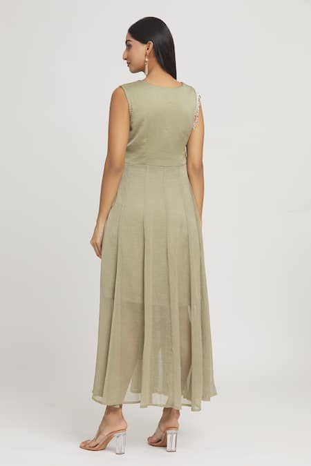 Label Lila Sequin Embellished Draped Gown 