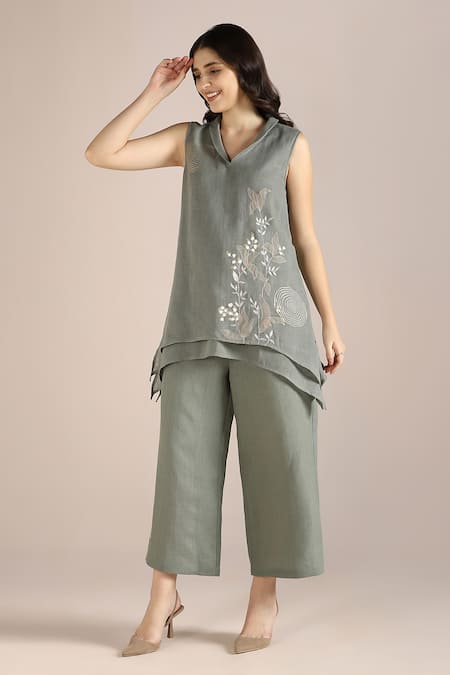 KAVERI Honey Suckle Sunset Asymmetric Top With Pant 