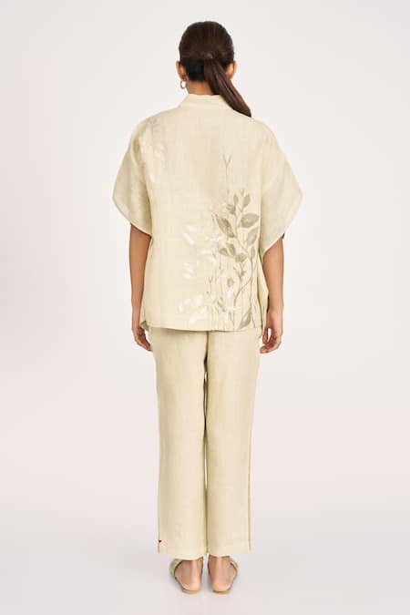 Kaveri Bamboo Grove Thread Embroidered Kaftan Top & Pant Set 