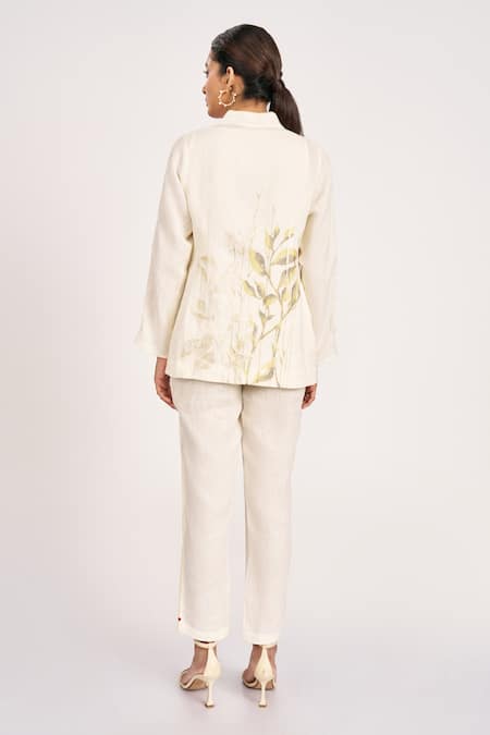 Kaveri Bamboo Grove Floral & Leaf Embroidered Jacket 