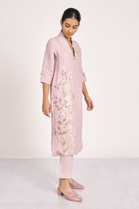 KAVERI Bamboo Grove Linen Printed Kurta & Pant Set 
