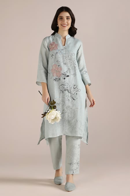 Kaveri Poppy Pop Fly Free Linen Tunic With Pant 