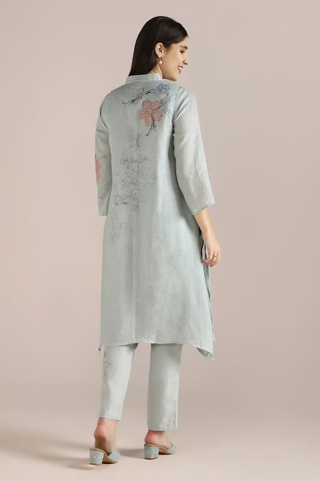 Kaveri Poppy Pop Fly Free Linen Tunic With Pant 