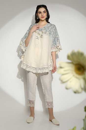 Kaveri Croissant Lace Embroidered Top & Pant Set 