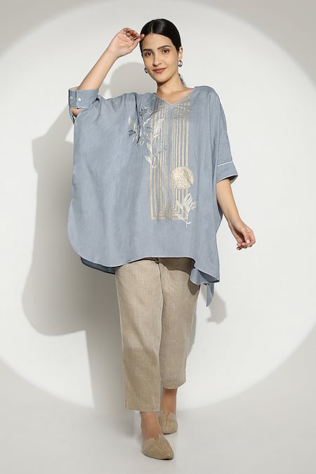 Kaveri Leaves Embellished Kaftan Top 