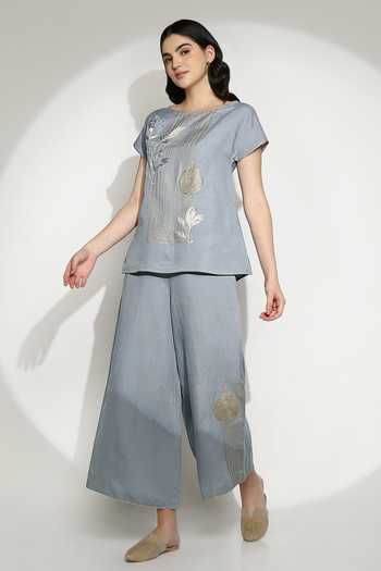 Kaveri Linen Stripe Print Top & Pant Set 