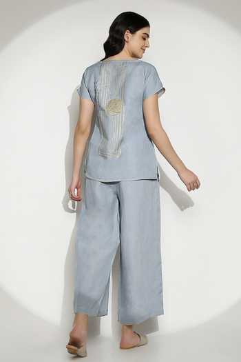 Kaveri Linen Stripe Print Top & Pant Set 