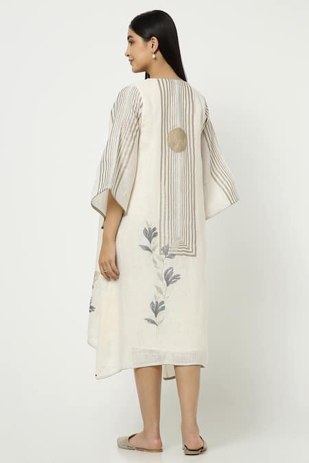 Kaveri Maze Stripe Print Dress With Jacket 