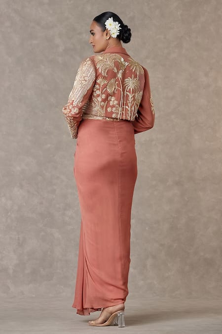 Masaba Son Chidiya Embroidered Cropped Blazer Skirt Set 