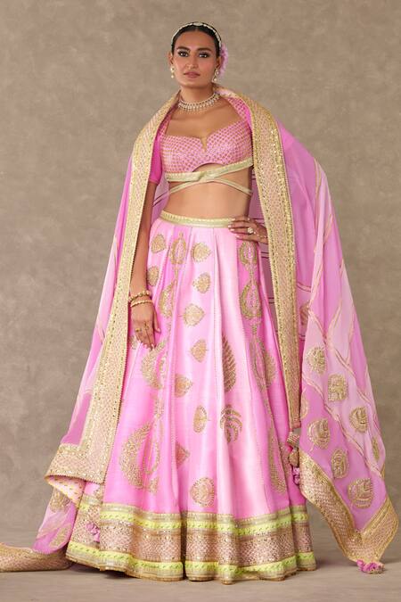 Masaba Pink Lehenga And Blouse Raw Silk Embellished Barfi Embroidered Bridal Set
