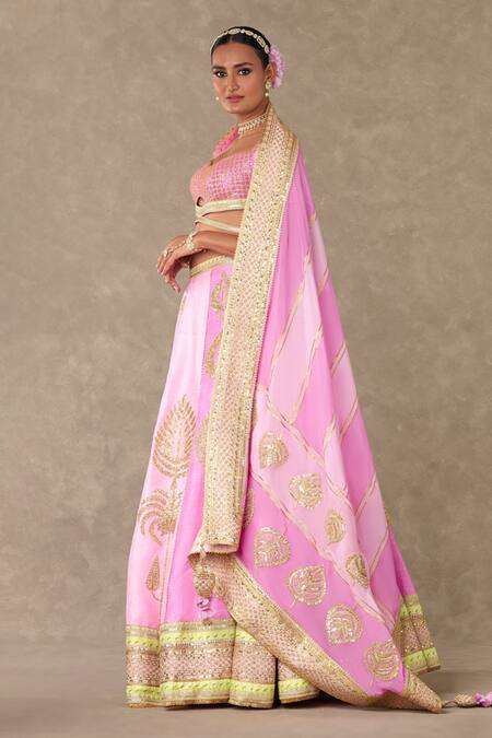Masaba Pink Silk, Organza Diamonds, Tassels, Barfi Sitara Dil Bridal Lehenga Set Online at Aza Fashions Masaba_Pink Silk, Organza Diamonds, Tassels, Barfi Sitara Dil Bridal Lehenga Set _Online_at_Aza_Fashions