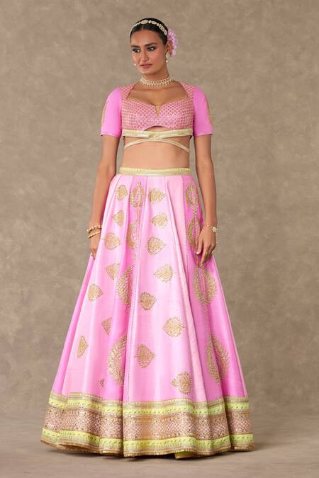 Masaba Pink Silk, Organza Diamonds, Tassels, Barfi Sitara Dil Bridal Lehenga Set at Aza Fashions Masaba_Pink Silk, Organza Diamonds, Tassels, Barfi Sitara Dil Bridal Lehenga Set _at_Aza_Fashions