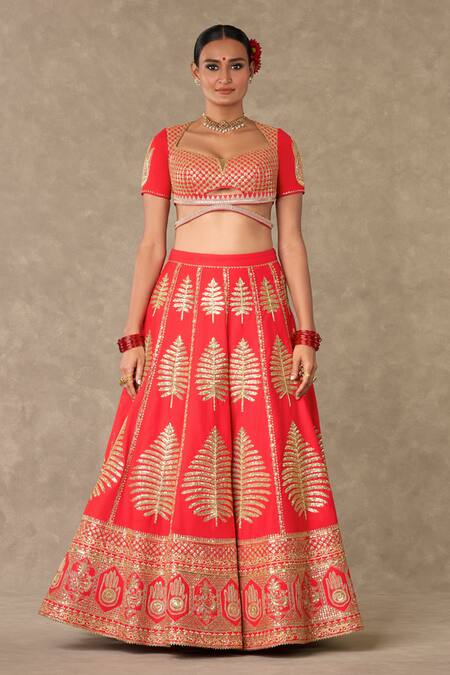 Buy Masaba Red Silk, Organza Embroidery Scoop Neck Paan Patti Bridal Lehenga Set Online at Aza Fashions Buy_Masaba_Red Silk, Organza Embroidery Scoop Neck Paan Patti Bridal Lehenga Set _Online_at_Aza_Fashions