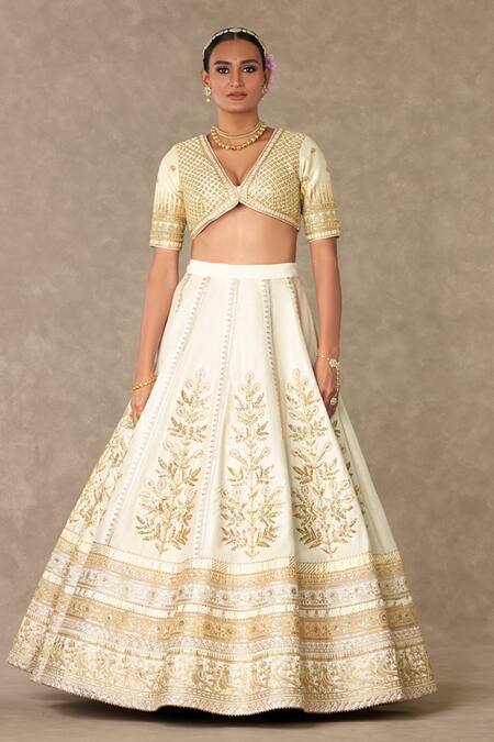Masaba Ivory Silk, Organza Diamonds, Raw Neel Kamal Embellished Bridal Lehenga Set at Aza Fashions Masaba_Ivory Silk, Organza Diamonds, Raw Neel Kamal Embellished Bridal Lehenga Set _at_Aza_Fashions
