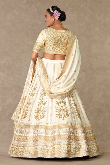 Shop Masaba Ivory Silk, Organza Embroidery, Tassels Raw Neel Kamal Bridal Lehenga Set at Aza Fashions Shop_Masaba_Ivory Silk, Organza Embroidery, Tassels Raw Neel Kamal Bridal Lehenga Set _at_Aza_Fashions