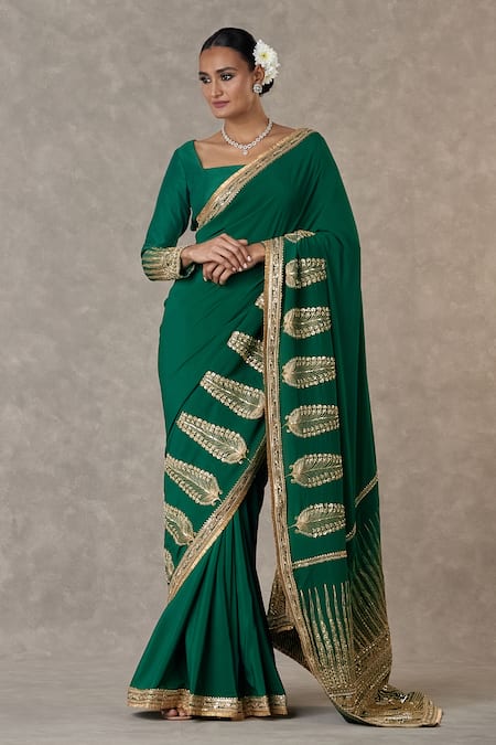 Dark Green Saree In Heavy Kasturi Silk,Georgette With Cording Work –  ReplicaVilla