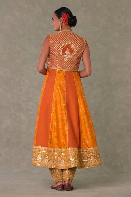 Shop Masaba Orange Silk Embroidery Narangi Bagh Raw Anarkali And Salwar Set With Jacket at Aza Fashions Shop_Masaba_Orange Silk Embroidery Narangi Bagh Raw Anarkali And Salwar Set With Jacket_at_Aza_Fashions