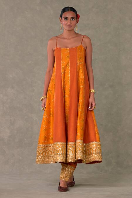 Buy Masaba Orange Silk Embroidery Narangi Bagh Raw Anarkali And Salwar Set With Jacket Online at Aza Fashions Buy_Masaba_Orange Silk Embroidery Narangi Bagh Raw Anarkali And Salwar Set With Jacket_Online_at_Aza_Fashions