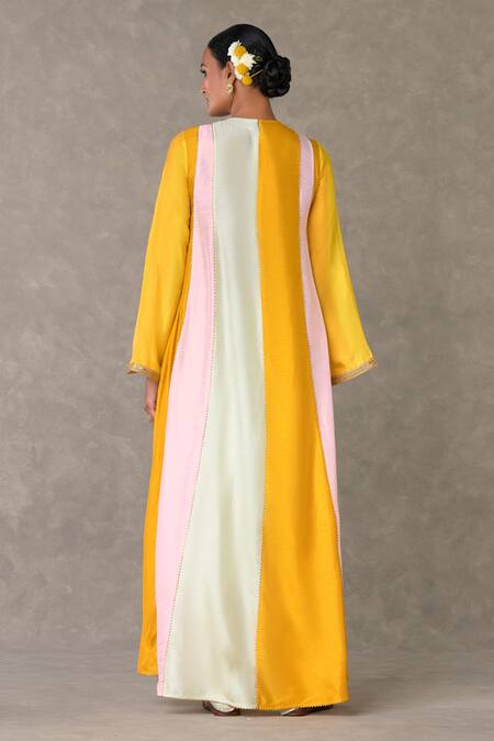 Shop Masaba Multi Color Silk Diamonds, Embroidery Round Neck Trikone Motif Tunic And Pant Set at Aza Fashions Shop_Masaba_Multi Color Silk Diamonds, Embroidery Round Neck Trikone Motif Tunic And Pant Set_at_Aza_Fashions