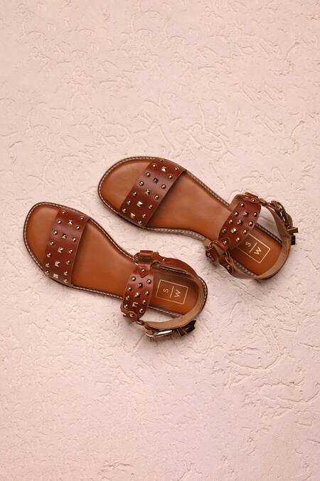 Stevie Studded Slip On Sandals - Tan - Eleven Oaks Boutique