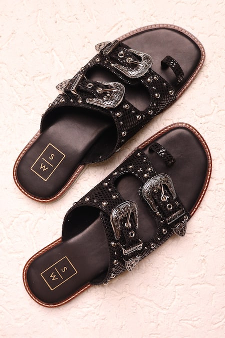 Black leather studded online sandals