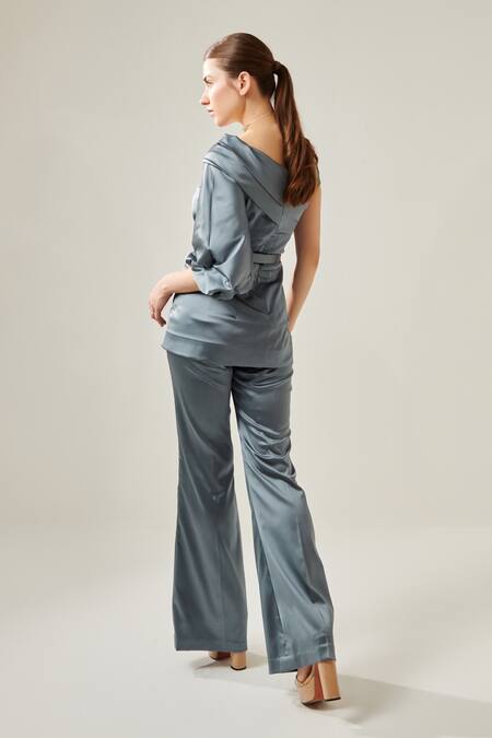 Shop One Knot One By Ashna Grey Satin Sequins Asymmetric One Shoulder Top With Pant at Aza Fashions Shop_One Knot One By Ashna_Grey Satin Sequins Asymmetric One Shoulder Top With Pant_at_Aza_Fashions