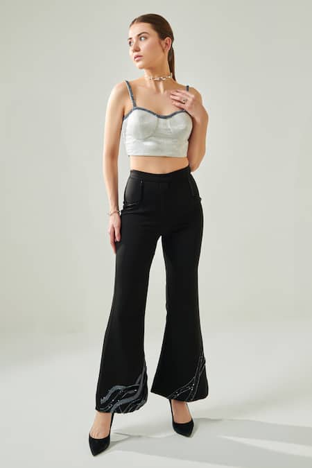 Buy One Knot One By Ashna Silver Satin, Lycra, Crepe Cut Work Neckline Embellished Corset And Pant Set Online at Aza Fashions Buy_One Knot One By Ashna_Silver Satin, Lycra, Crepe Cut Work Neckline Embellished Corset And Pant Set _Online_at_Aza_Fashions