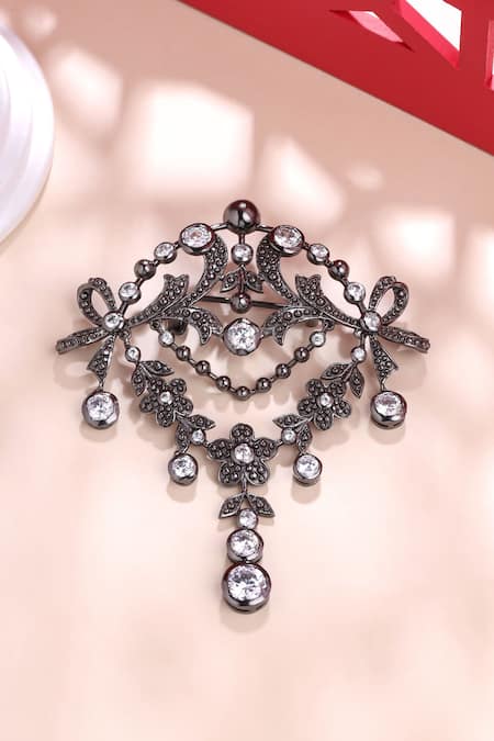 Cosa Nostraa Sudded Royal Glitz Embellished Brooch 