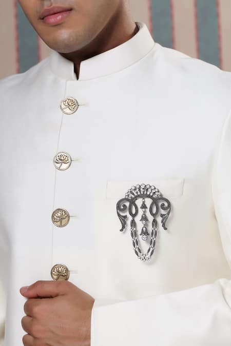 Cosa Nostraa_Grey Crystals Victorian Tales Stone Studded Brooch _Online_at_Aza_Fashions