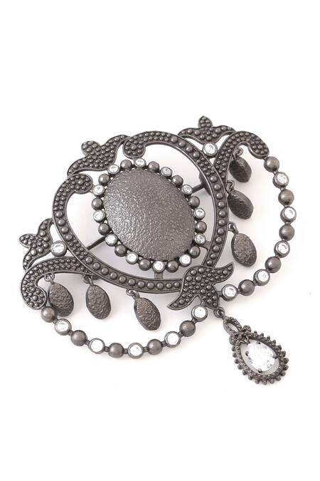 Buy_Cosa Nostraa_Grey Crystals Dainty Delight Embellished Brooch _Online_at_Aza_Fashions