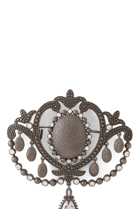 Shop_Cosa Nostraa_Grey Crystals Dainty Delight Embellished Brooch _Online_at_Aza_Fashions