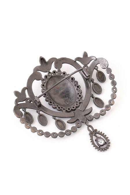 Cosa Nostraa_Grey Crystals Dainty Delight Embellished Brooch _at_Aza_Fashions
