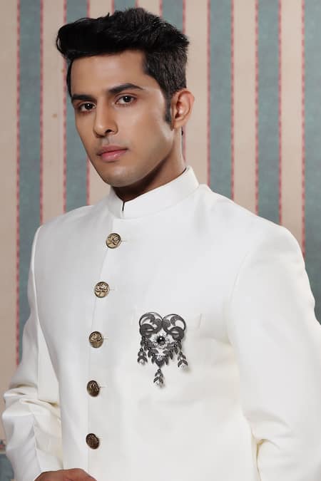 Shop_Cosa Nostraa_Grey Crystals Elite Extravagance Embellished Brooch _Online_at_Aza_Fashions