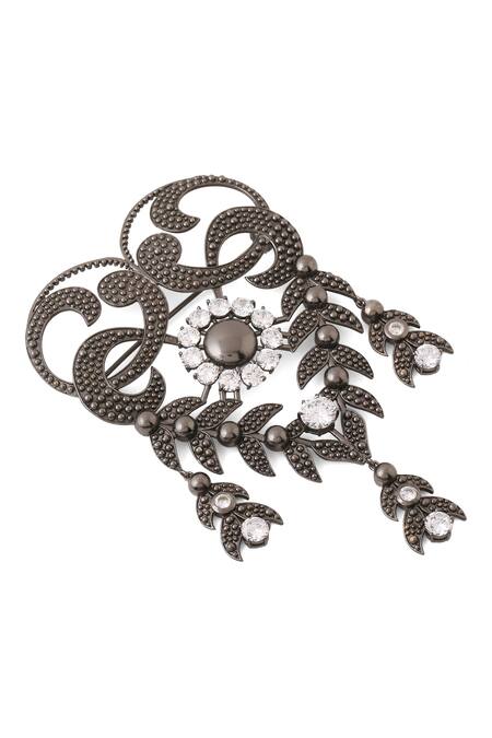 Buy_Cosa Nostraa_Grey Crystals Elite Extravagance Embellished Brooch 