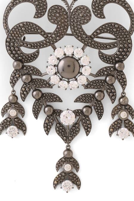 Shop_Cosa Nostraa_Grey Crystals Elite Extravagance Embellished Brooch 