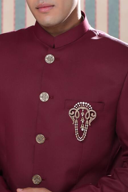 Cosa Nostraa_Gold Crystals Victorian Tales Embellished Brooch _Online_at_Aza_Fashions