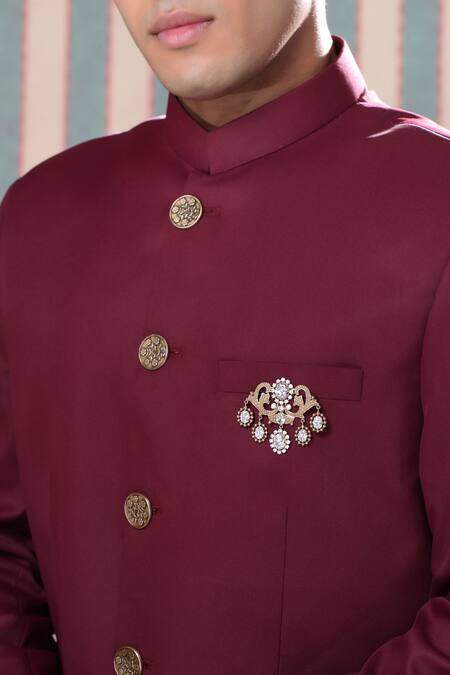 Cosa Nostraa_Gold Crystals Magnificent Stud Embellished Brooch _Online_at_Aza_Fashions