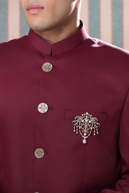 Cosa Nostraa_Gold Crystals Embellished Glitz Brooch _Online_at_Aza_Fashions