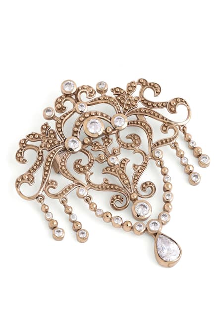 Buy_Cosa Nostraa_Gold Crystals Embellished Glitz Brooch _Online_at_Aza_Fashions