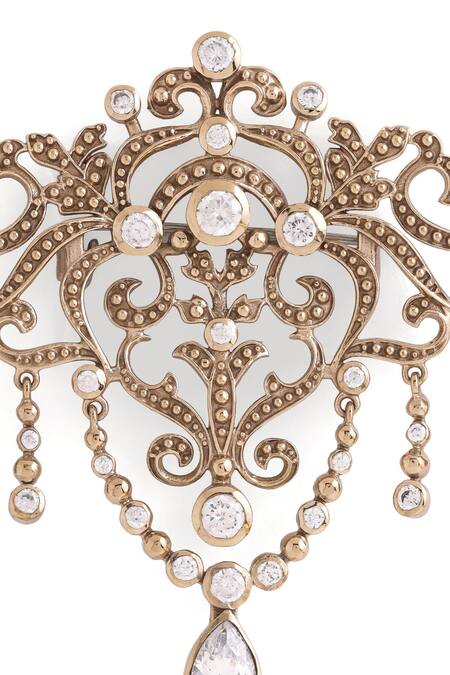 Shop_Cosa Nostraa_Gold Crystals Embellished Glitz Brooch _Online_at_Aza_Fashions