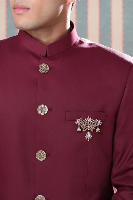 Cosa Nostraa_Gold Crystals Antique Wonder Brooch _Online_at_Aza_Fashions