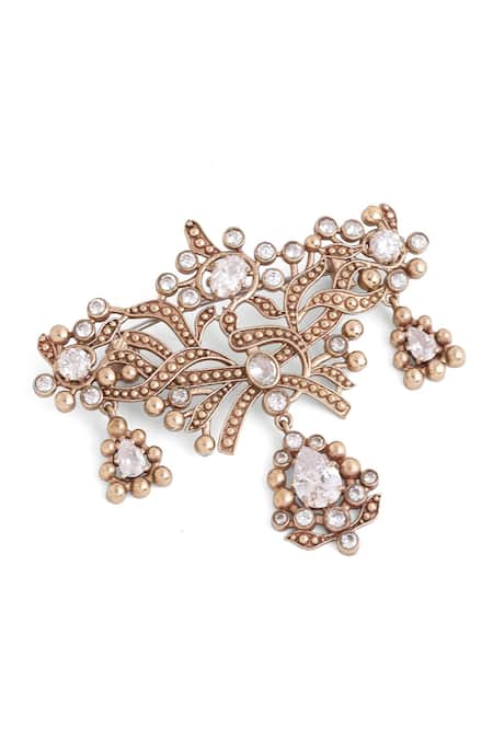 Buy_Cosa Nostraa_Gold Crystals Antique Wonder Brooch _Online_at_Aza_Fashions