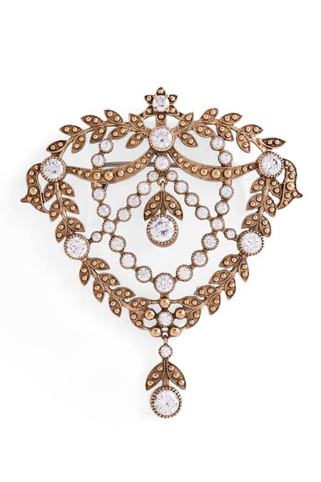Buy_Cosa Nostraa_Gold Crystals Elite Enigma Brooch _Online_at_Aza_Fashions