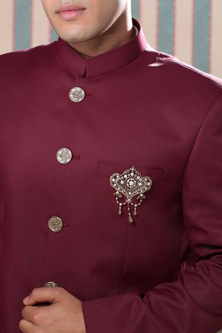 Cosa Nostraa_Gold Crystals Intricate Delight Brooch _Online_at_Aza_Fashions