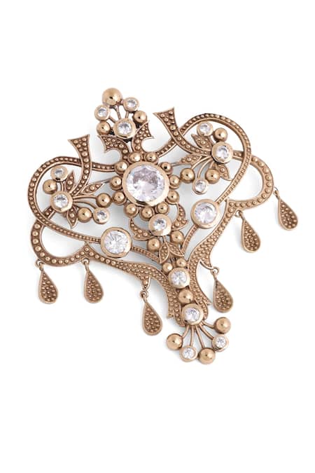 Buy_Cosa Nostraa_Gold Crystals Grace Of Garden Brooch _Online_at_Aza_Fashions