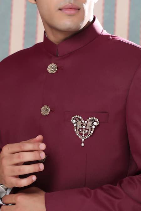 Cosa Nostraa_Gold Crystals Victorian Heart Brooch _Online_at_Aza_Fashions