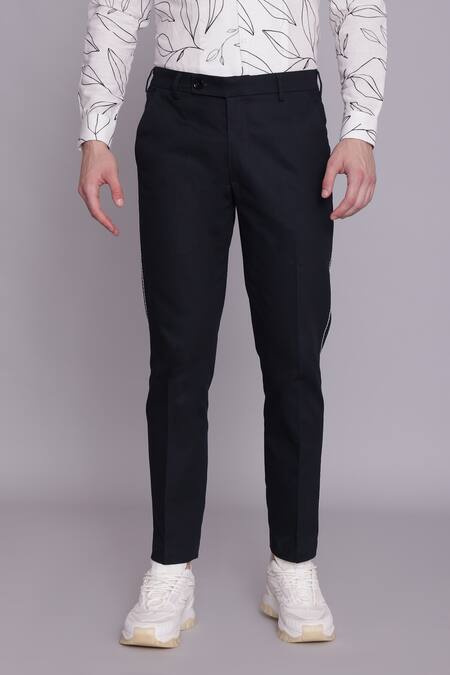 Buy_Lacquer Embassy_Blue Cotton Embroidery Beryl Trouser _Online_at_Aza_Fashions